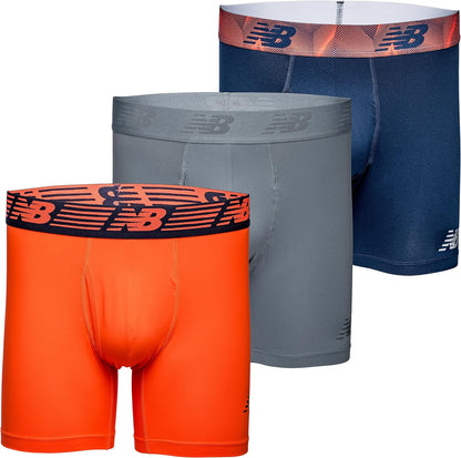 New Balance Men'S Performance Boxer Briefs with Fly, Breathable Stretch Underwear, Moisture Wicking, Soft Waistband (3 Pack)
